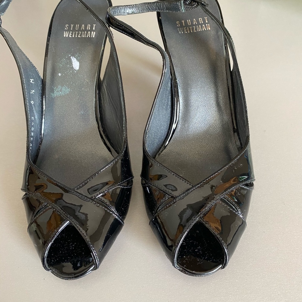 Stuart weitzman patent leather peep toe